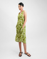 Flowers Avocado Organic Cotton Semi Swing Dress, 3 Sizes