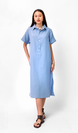 Bluebell Cotton Crinkle Short Sleeved Shift Dress, 3 sizes