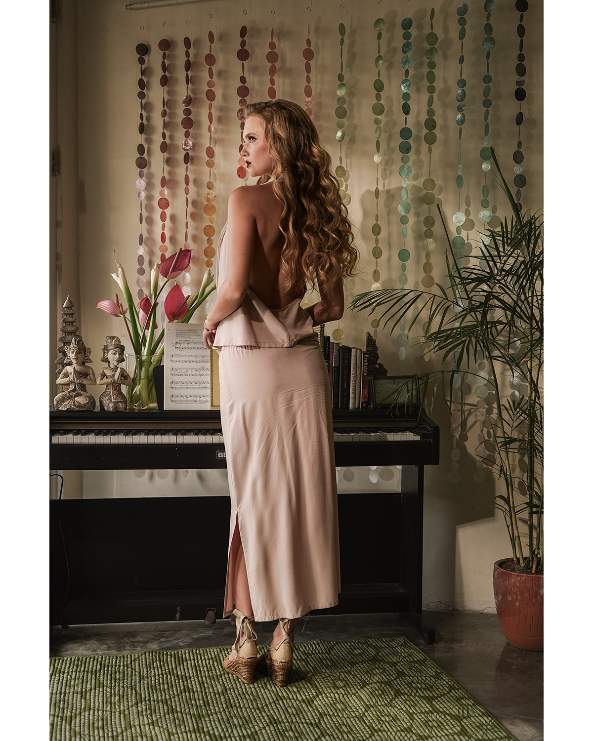 Beige Rayon Draped Top, 1 size