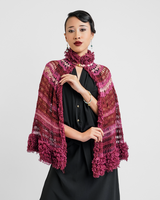 Claret Fluffy Trim Crocheted Capelet, 1 size