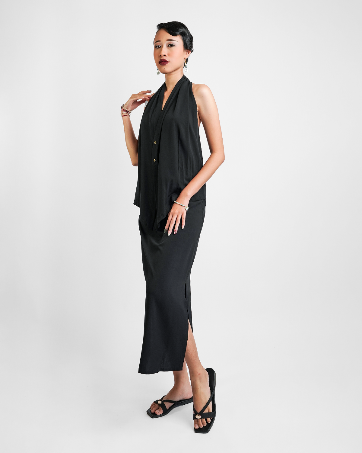 Black Rayon Straight Skirt, 2 sizes