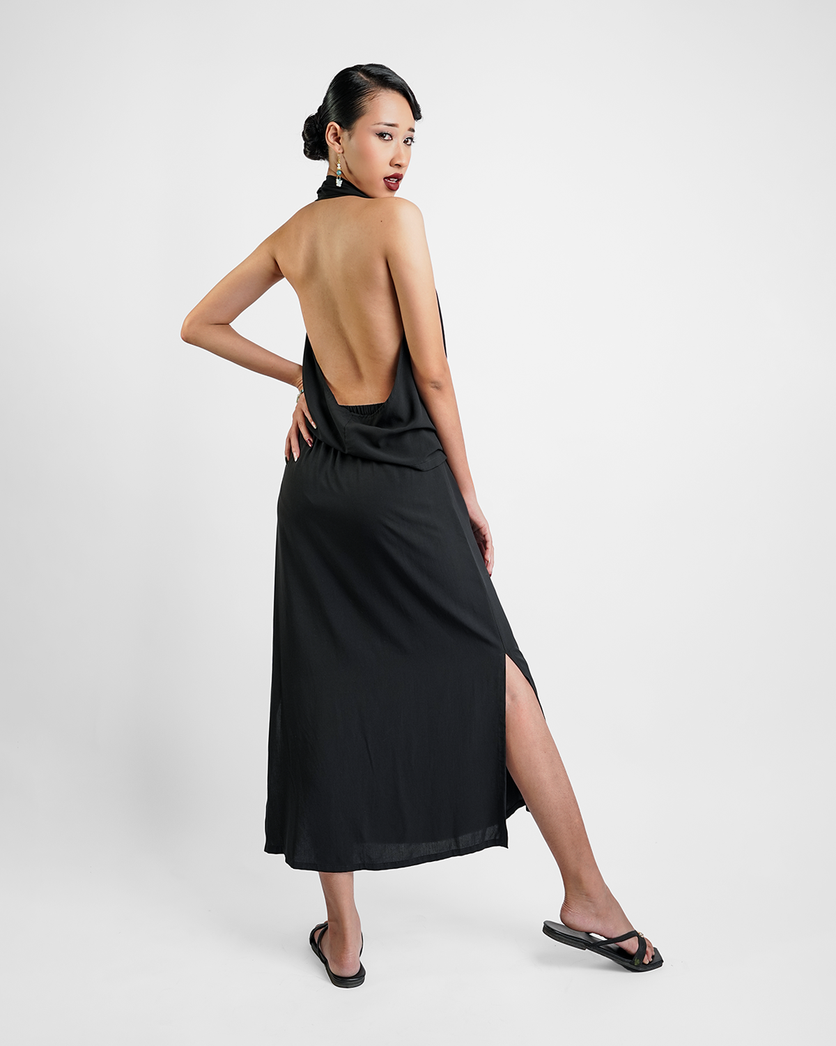 Black Rayon Draped Top, 1 size
