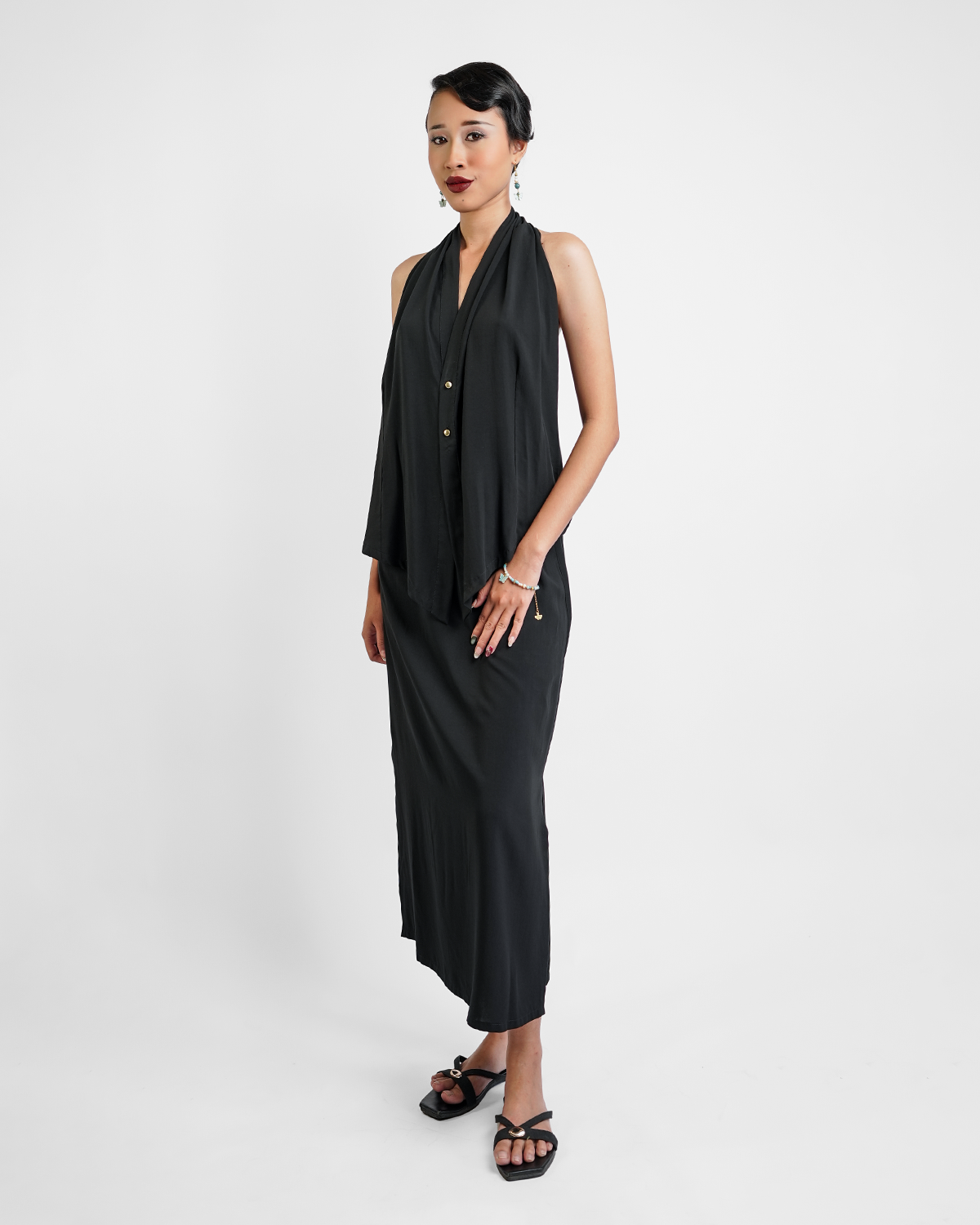 Black Rayon Draped Top, 1 size