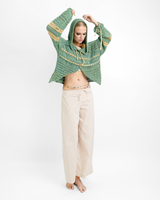 Infinity Beige Organic Cotton Long Piazza Pants, 3 sizes