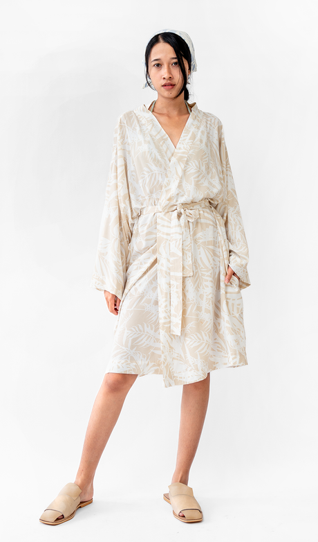 Palm Natural Rayon Short Kimono Robe, 1 size