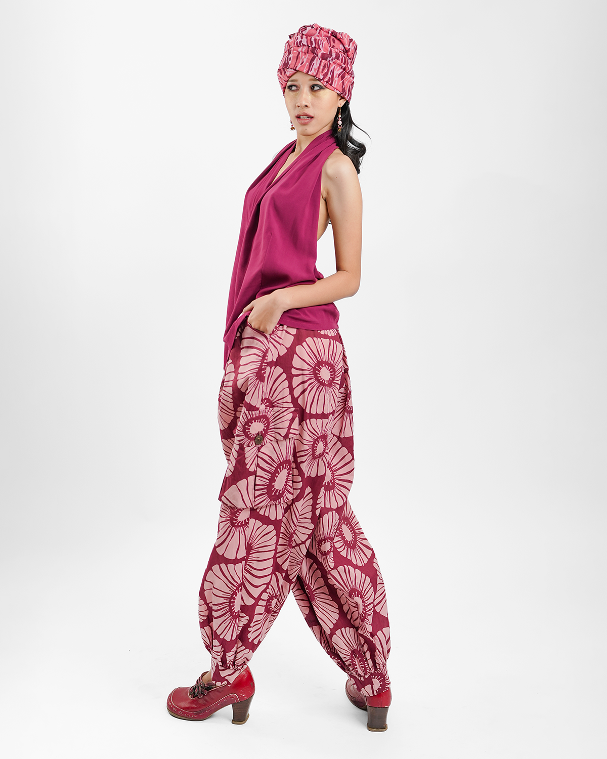 Claret Rayon Draped Top, 1 size