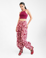 Flowers Claret Organic Cotton Balloon Pants, 3 sizes