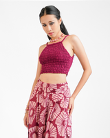 Claret Rayon Shirred Crop Top, 2 sizes