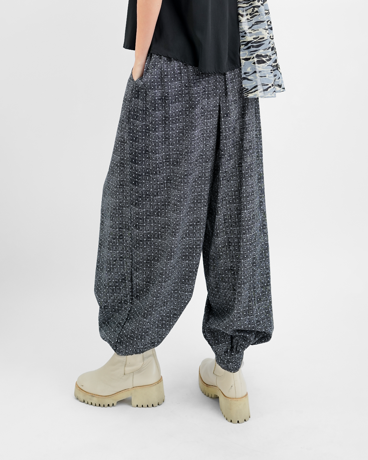 Infinity Squared Onyx Rayon Balloon Pants, 3 sizes