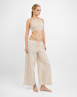 Beige Organic Cotton Shirred Crop Top, 2 sizes