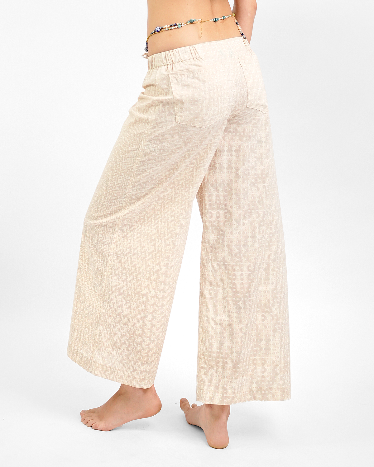 Infinity Beige Organic Cotton Long Piazza Pants, 3 sizes