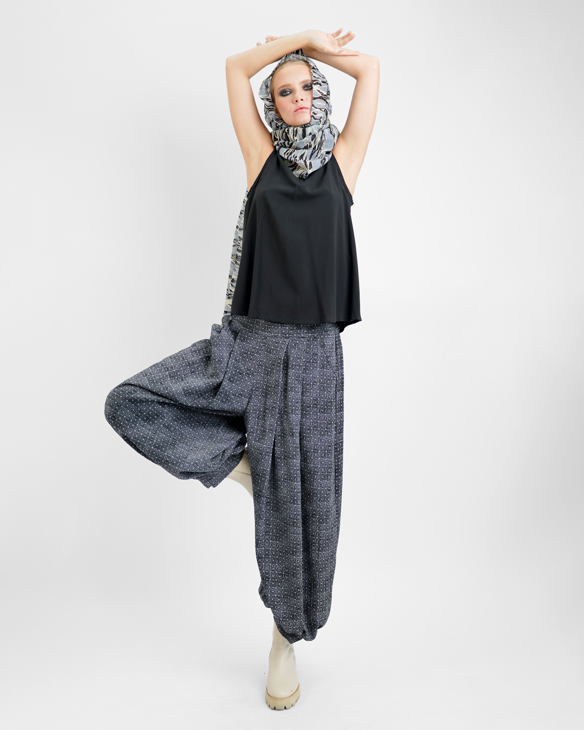 Infinity Squared Onyx Rayon Balloon Pants, 3 sizes