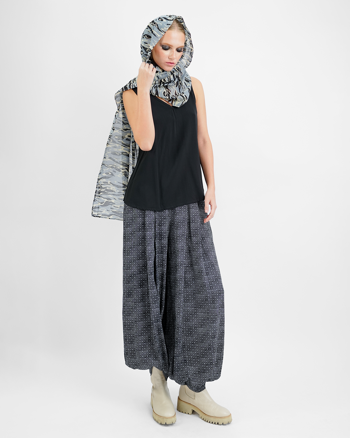 Infinity Squared Onyx Rayon Balloon Pants, 3 sizes
