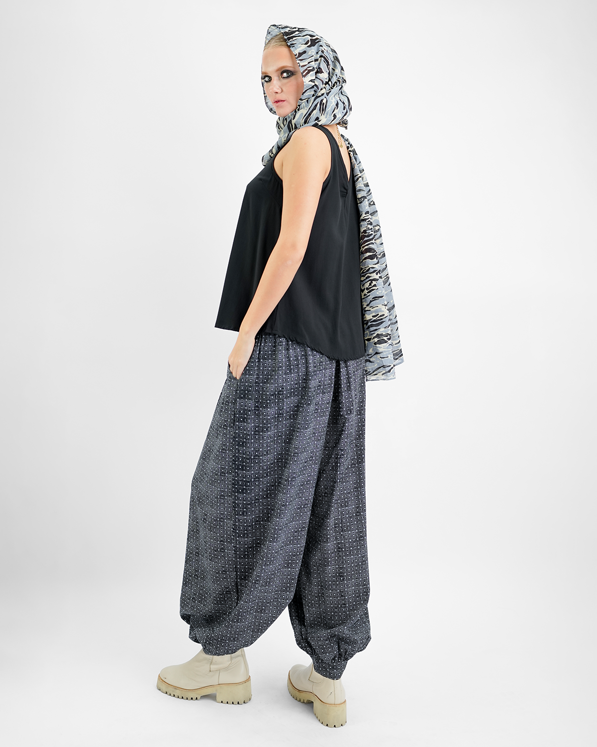 Infinity Squared Onyx Rayon Balloon Pants, 3 sizes
