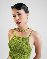 Avocado Rayon Shirred Crop Top, 2 sizes