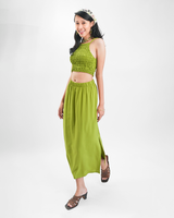 Avocado Rayon Shirred Crop Top, 2 sizes