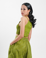 Avocado Rayon Shirred Crop Top, 2 sizes