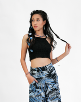 Crop Top Hitam dengan Detail Kerut, 2 Ukuran