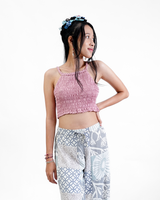 Crop Top Pink dengan Detail Kerut, 2 Ukuran