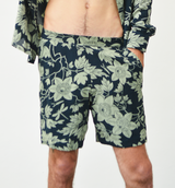 Eco-rayon P flower Lichen Indigo shorts