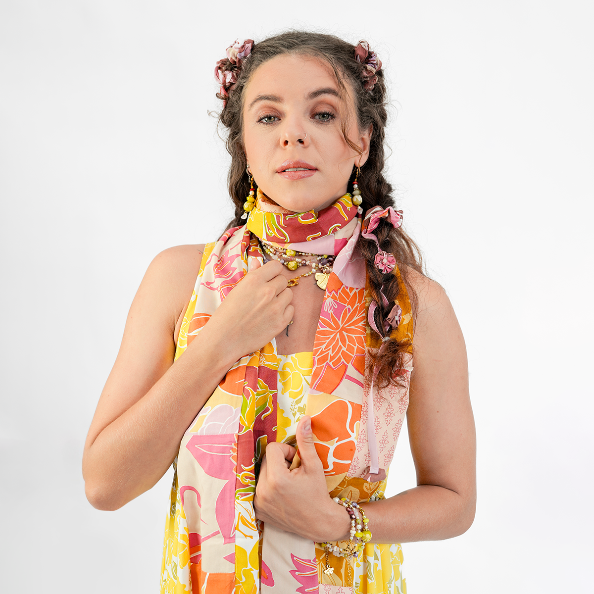 Warm Patchwork Rayon Scarf