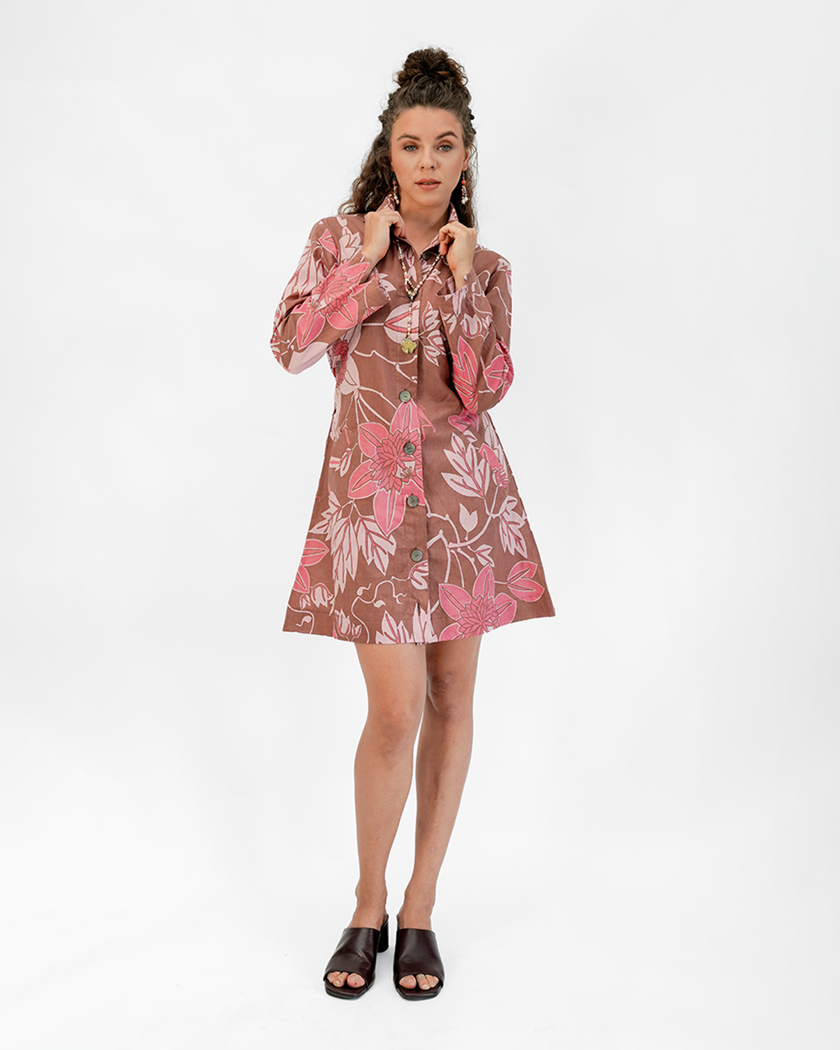 Gaun Mantel Katun Organik Sienna, 2 ukuran