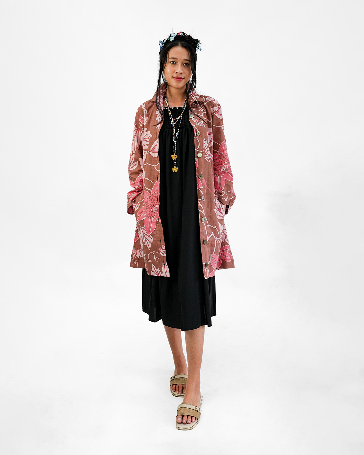 Gaun Mantel Katun Organik Sienna, 2 ukuran