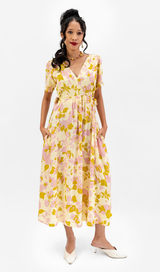 Gaun Rayon Chartreuse Bougainvillea, 3 ukuran