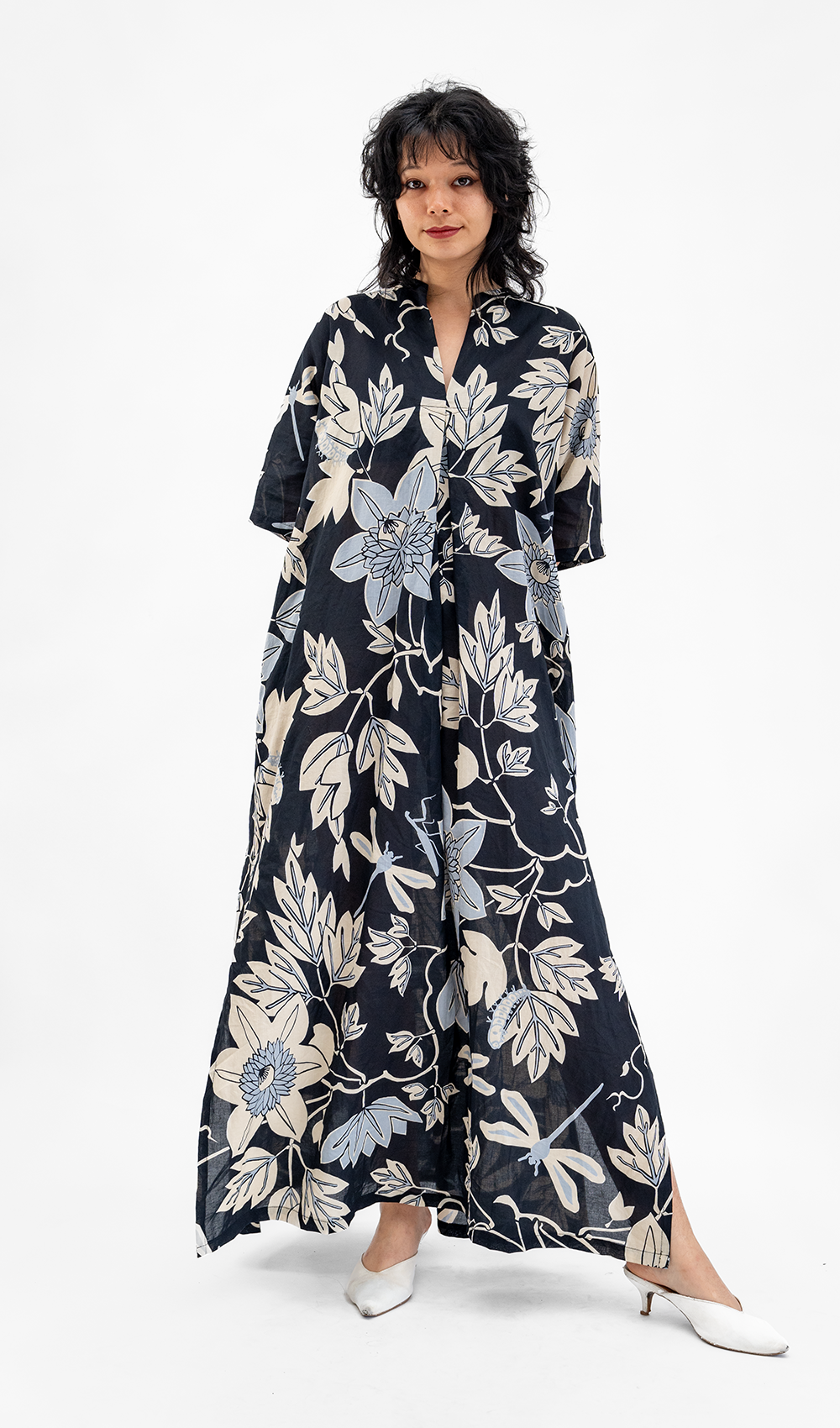Onyx Organic Cotton Kaftan Dress, 1 size