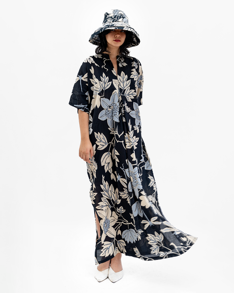Gaun Kaftan Katun Organik Onyx, 1 ukuran