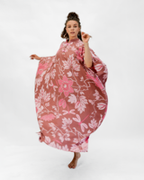 Kaftan Leher Tinggi Motif Bunga Markisa Sienna, 1 Ukuran