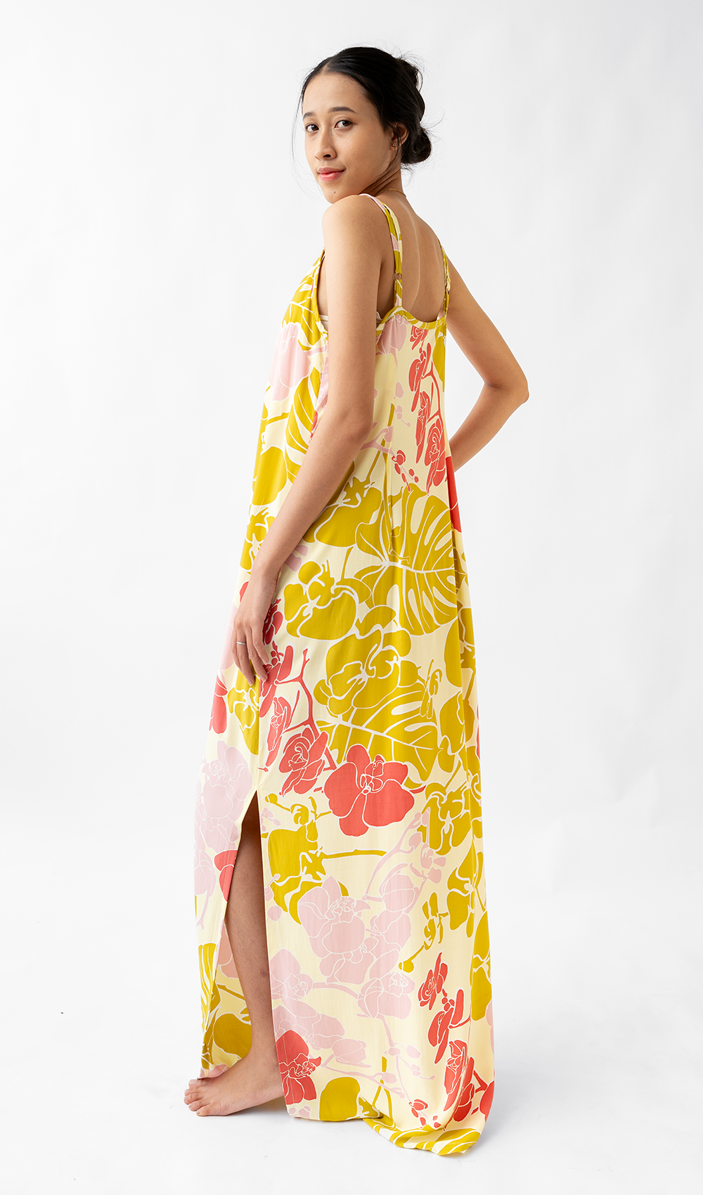 Long Slip Dress Big Orchid Chartreuse, 2 sizes
