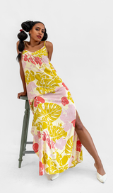 Long Slip Dress Big Orchid Chartreuse, 2 sizes