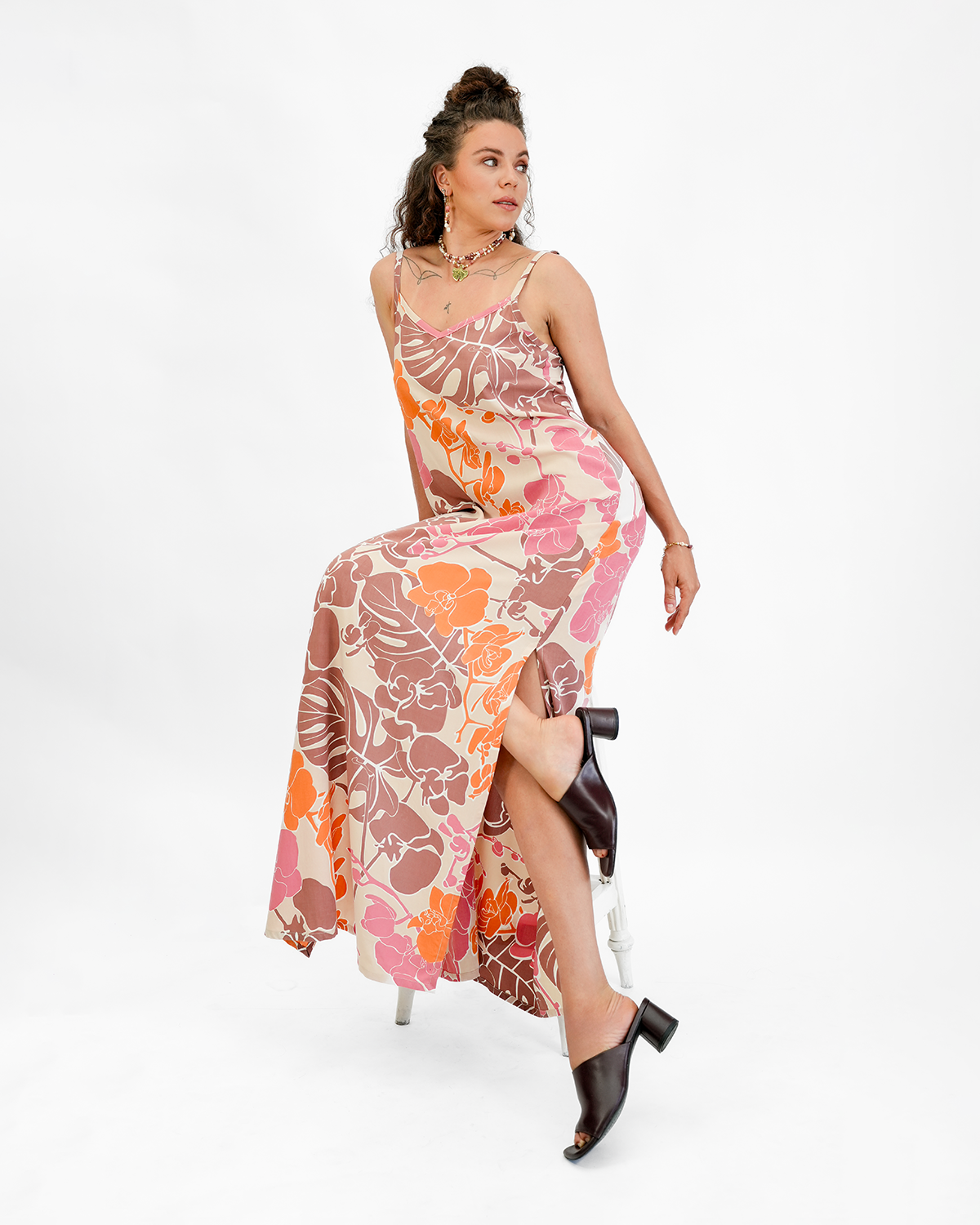 Gaun Terusan Panjang Big Orchid Sienna, 2 ukuran