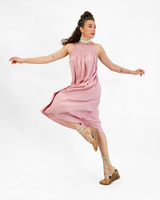 Gaun Musim Panas Rayon Merah Muda, 1 Ukuran