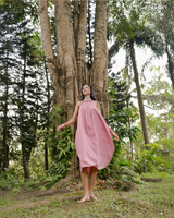 Gaun Musim Panas Rayon Merah Muda, 1 Ukuran