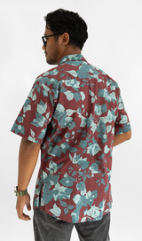 Kemeja Katun Burgundy Bougainvillea, 4 ukuran