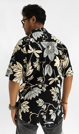 Men's Short Sleeved Shirt Big Passion Flower Onyx, 4 Sizes