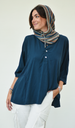 Crochet Hood Cashmere Rayon Blue Spice