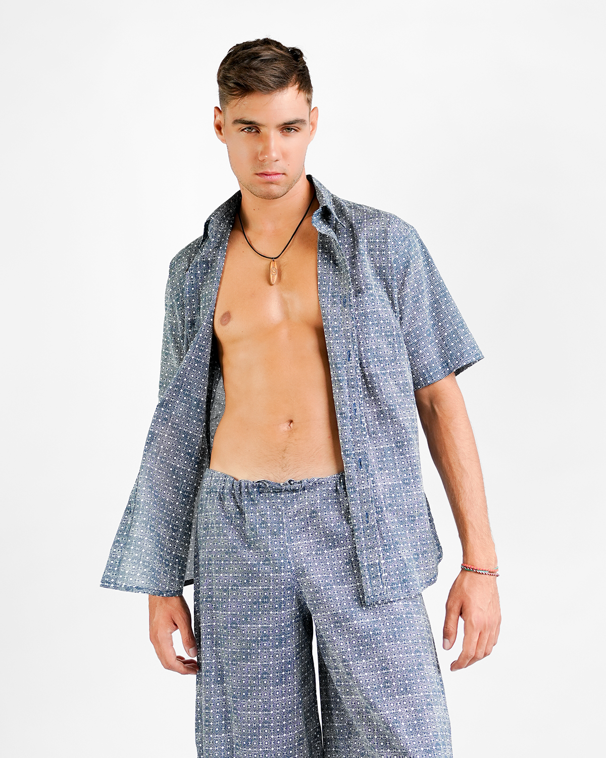Infinity Squared Indigo Organic Cotton Shirt, 3 sizes