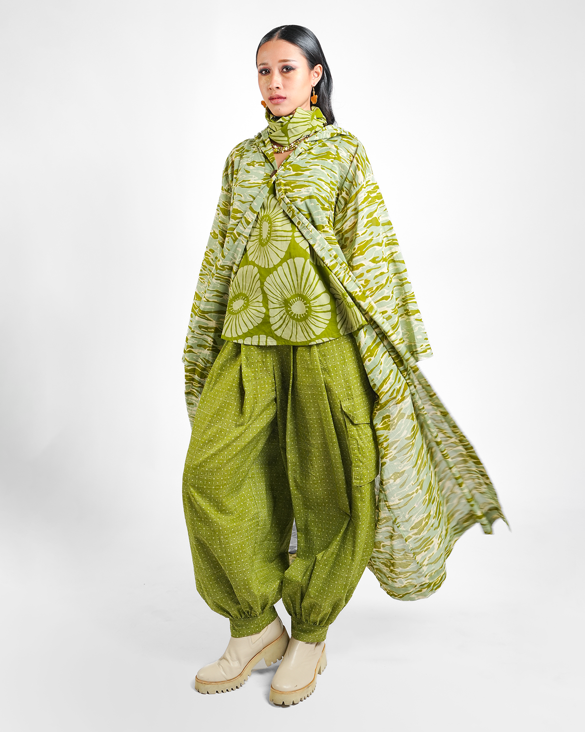 Water Avocado Organic Cotton Organza Hooded Coat, 1 size