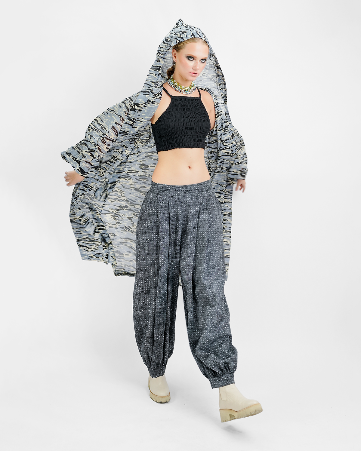 Infinity Squared Onyx Rayon Balloon Pants, 3 sizes