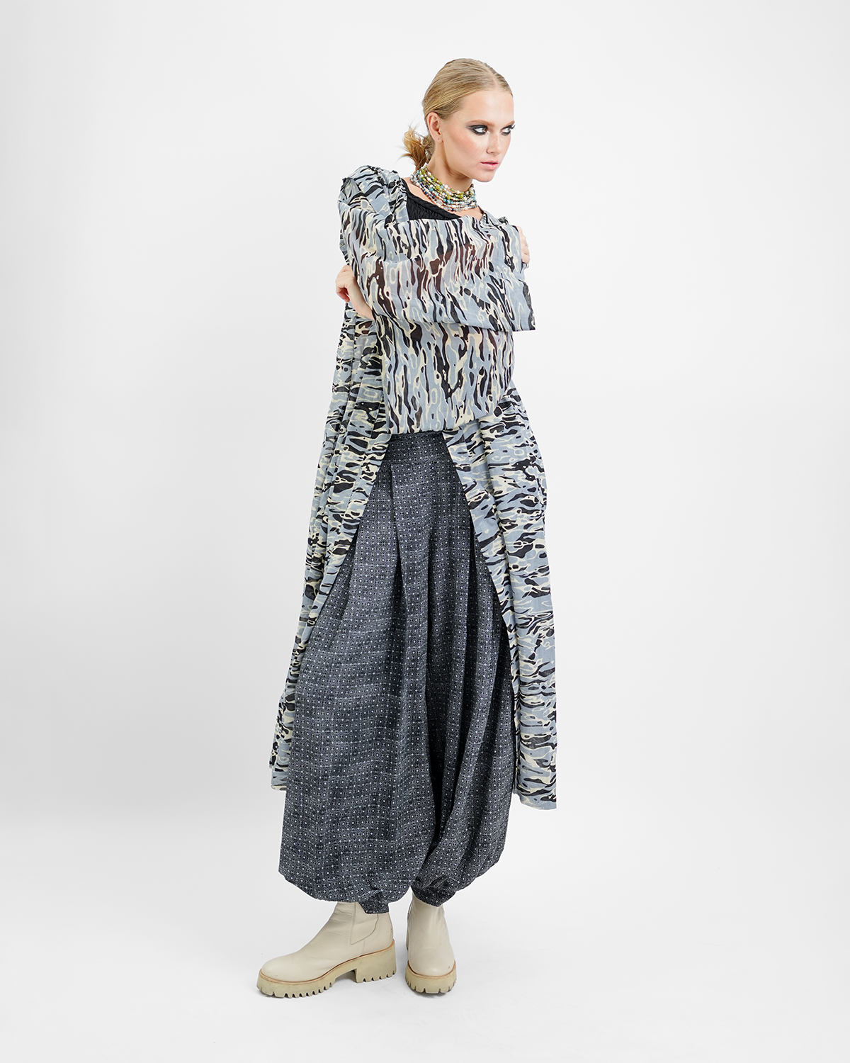 Water Onyx Organic Cotton Organza Hooded Coat, 1 size