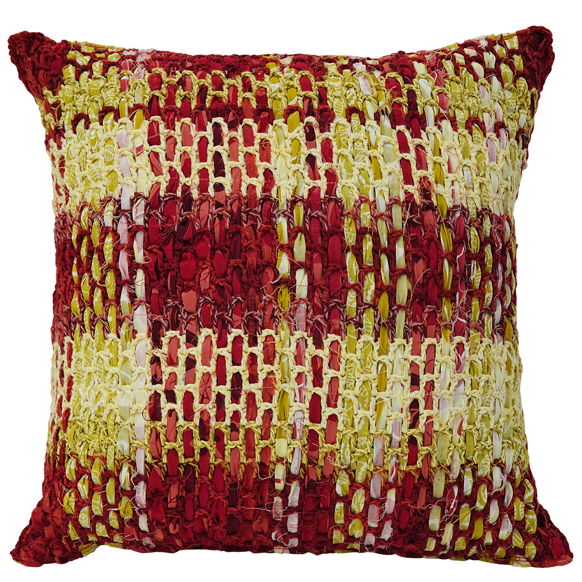 Sarung Bantal Rajut Motif Kotak-kotak Cherry, 45cm