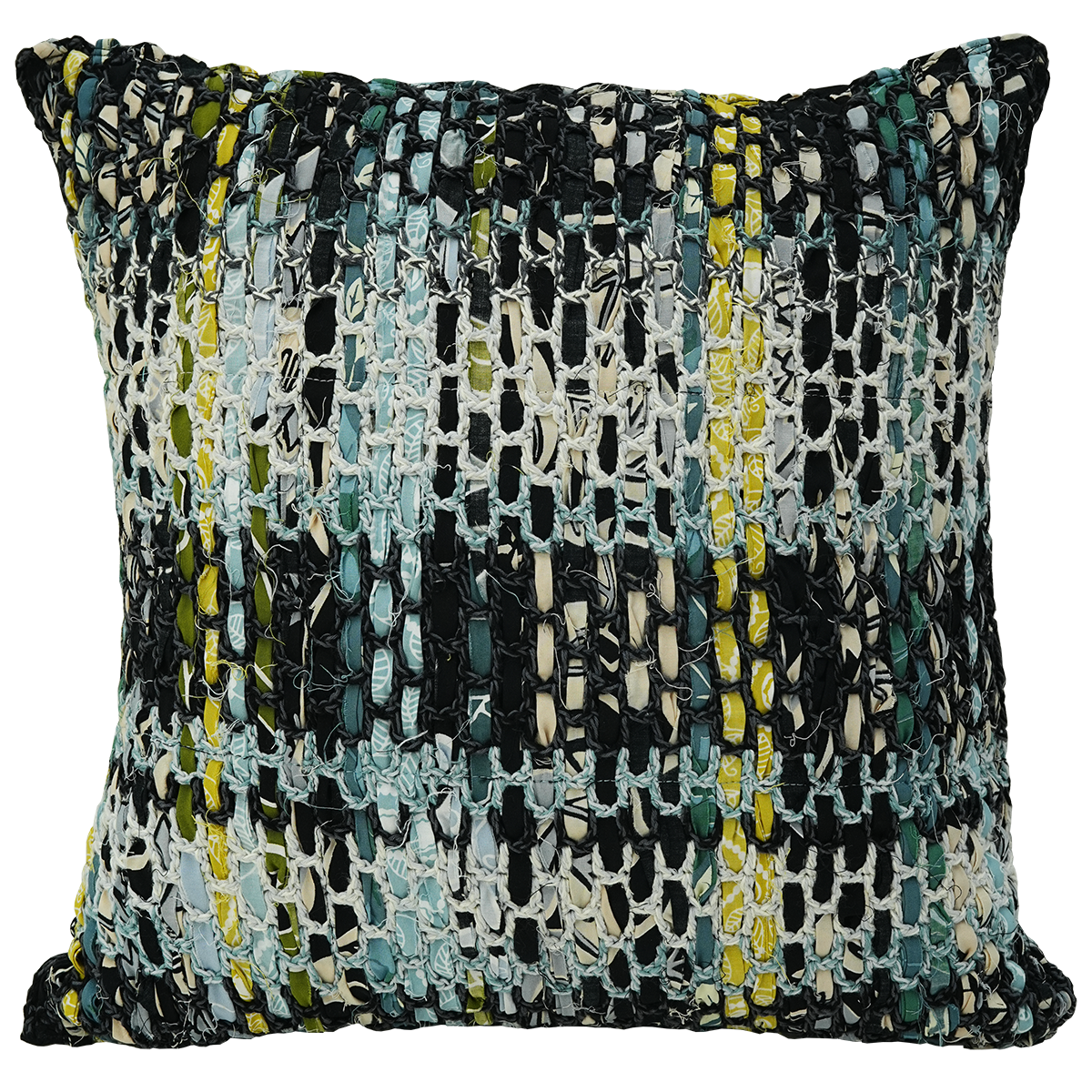 Sarung Bantal Rajutan Tenun Kotak-kotak Onyx, 45cm 