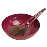 Claret Red Capiz Shell Salad Bowl