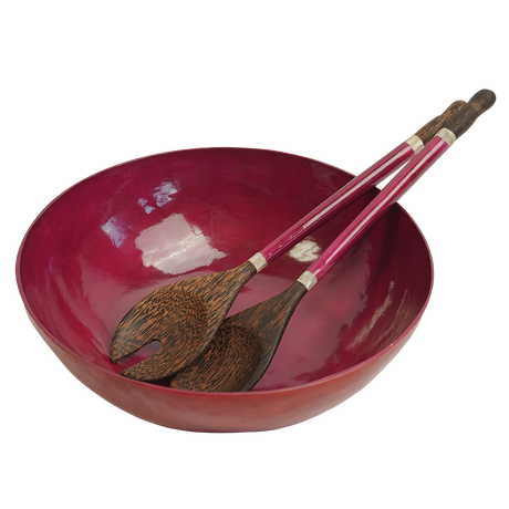 Claret Red Capiz Shell Salad Bowl