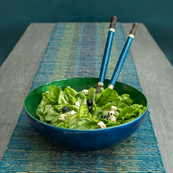 Green & Blue Capiz Shell Salad Bowl