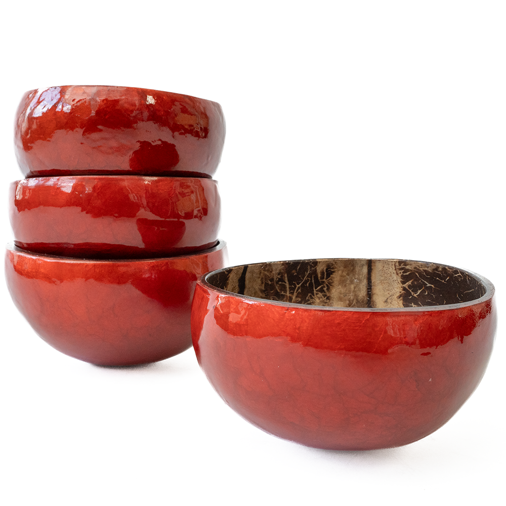 Red Coconut & Capiz Shell Bowl