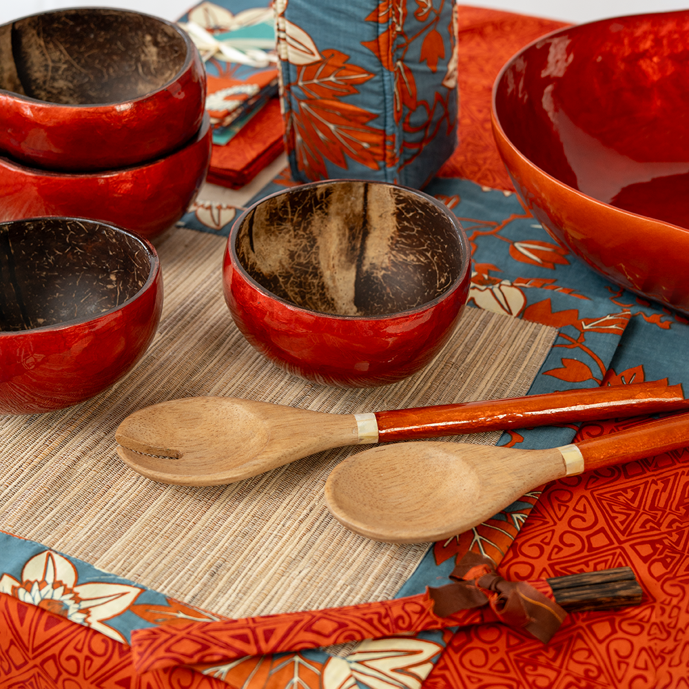 Red Coconut & Capiz Shell Bowl